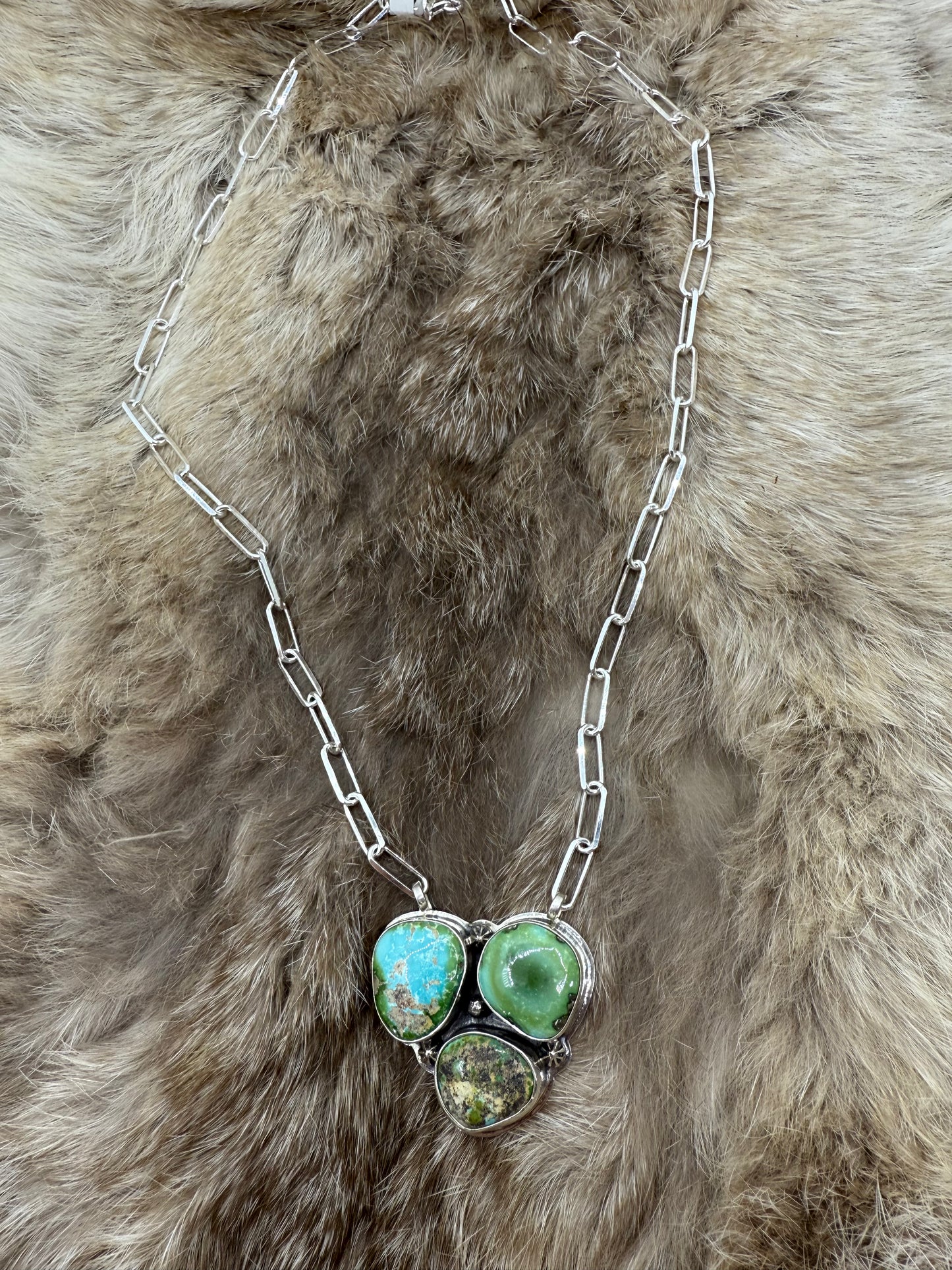 18" 3 Stone Sonoran Gold Turquoise Necklace