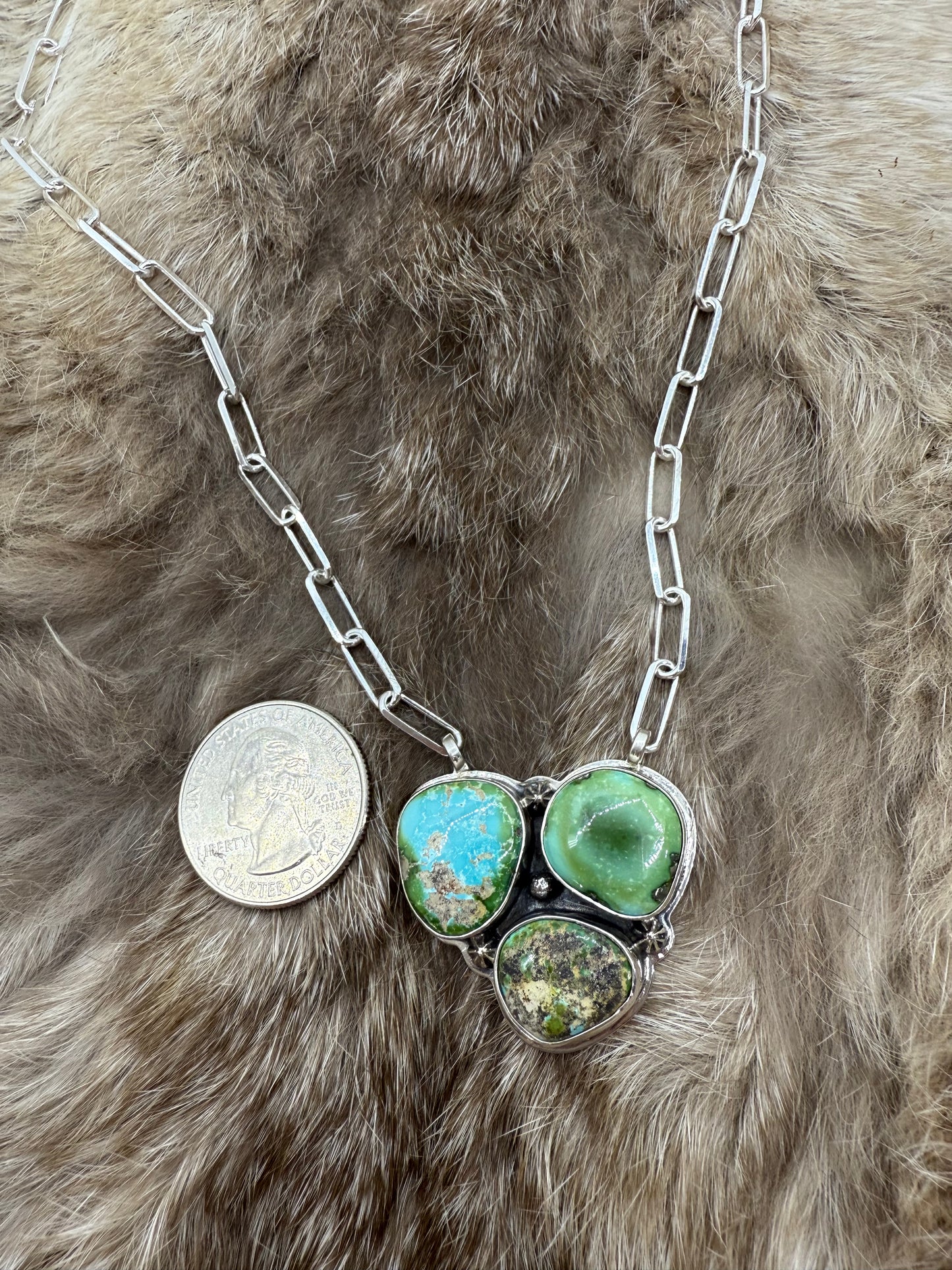 18" 3 Stone Sonoran Gold Turquoise Necklace