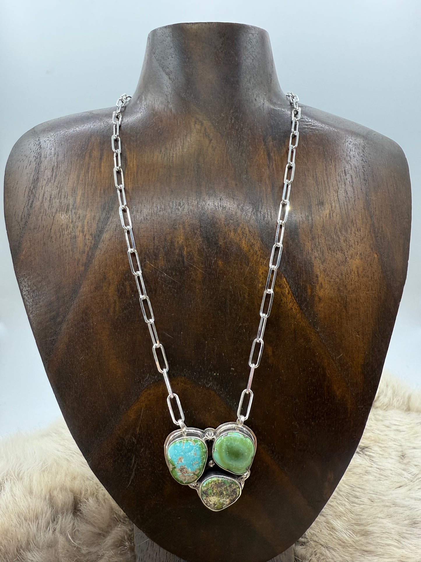 18" 3 Stone Sonoran Gold Turquoise Necklace