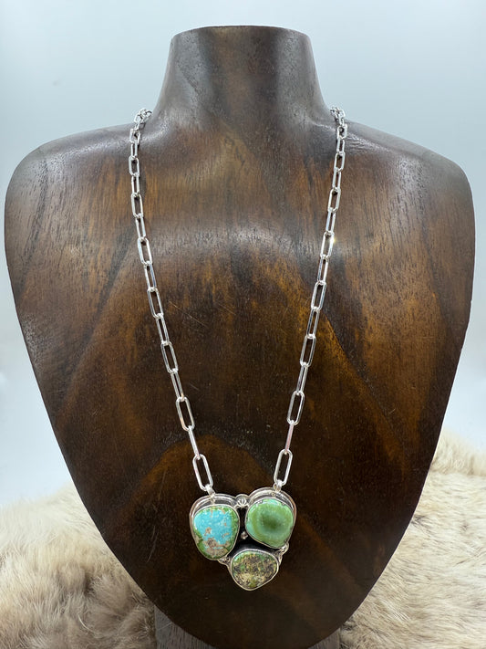 18" 3 Stone Sonoran Gold Turquoise Necklace