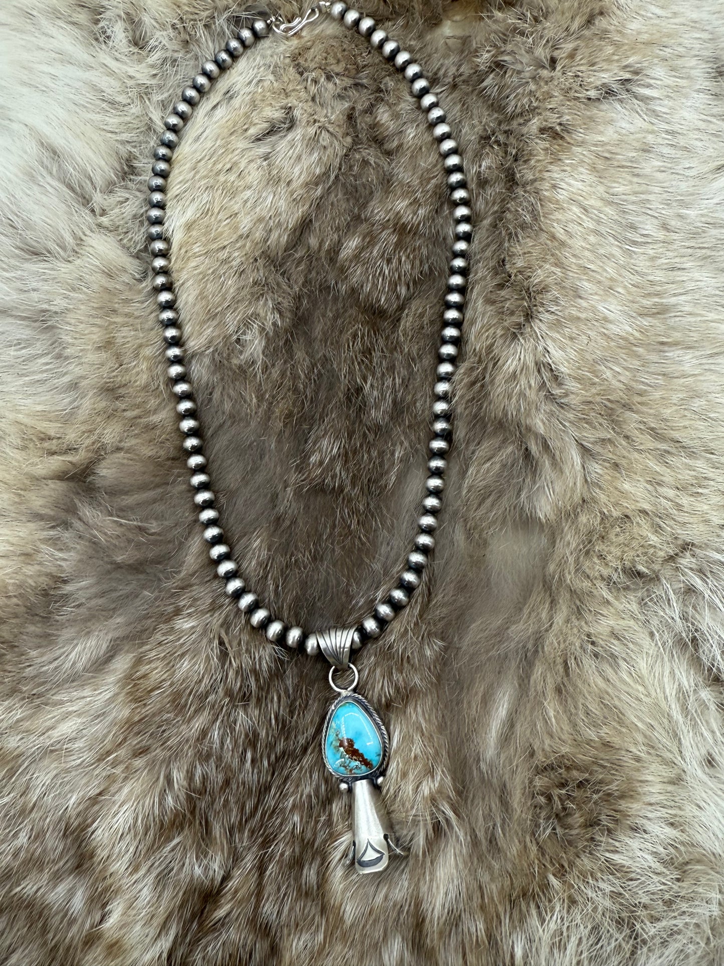 Sonoran Gold Turquoise Blossom Pendant by Sharon McCarthy, Navao