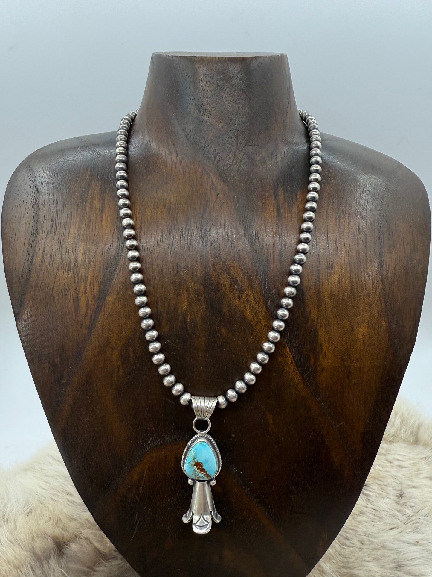 Sonoran Gold Turquoise Blossom Pendant by Sharon McCarthy, Navao