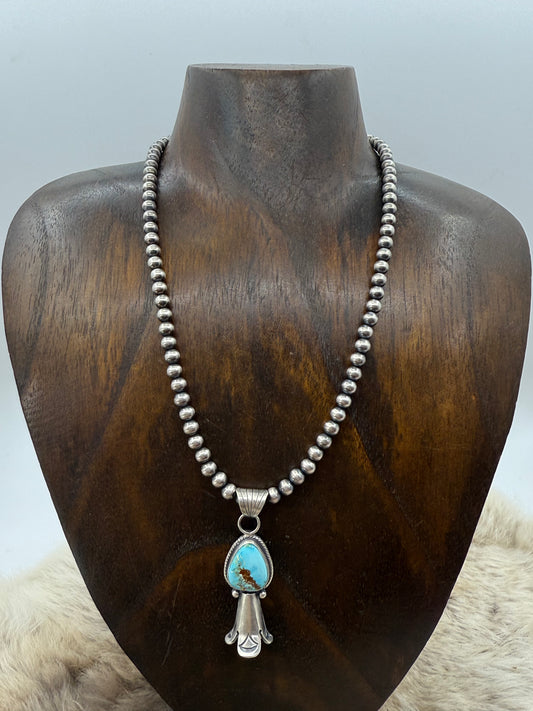 Sonoran Gold Turquoise Blossom Pendant by Sharon McCarthy, Navao