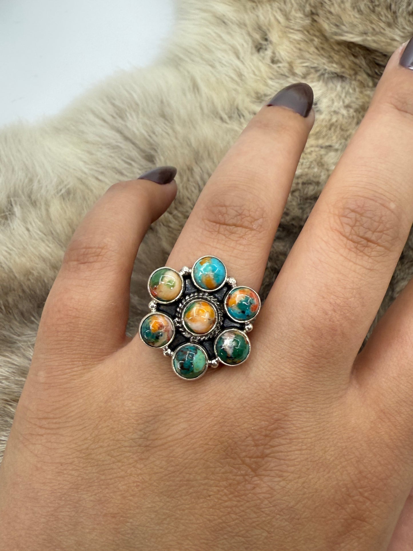 7.5 Orange Crush Cluster Ring