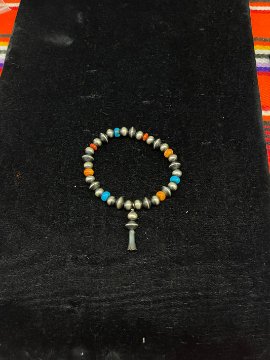 Navajo Pearl and Spiny Turquoise Bracelet