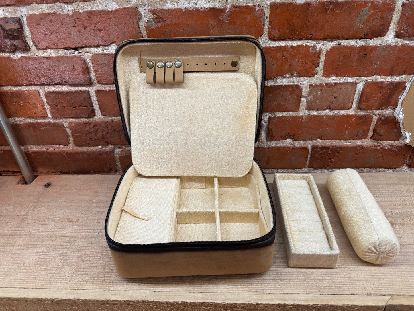 Leather Jewelry Box Blue Stitching