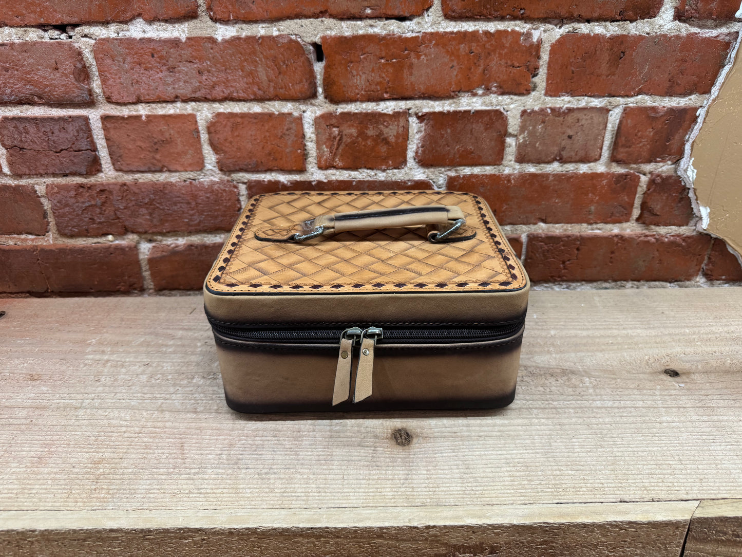 Leather Jewelry Box Brown Stitching