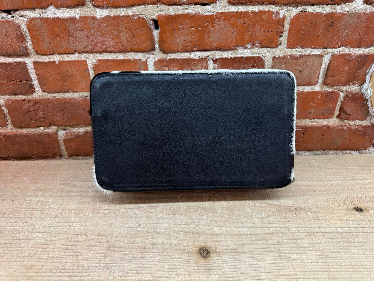 Black and White Checkered Painted Leather and Cowhide Necklace Holder