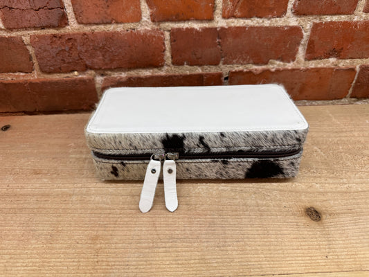 White Leather and Cowhide Jewelry Box