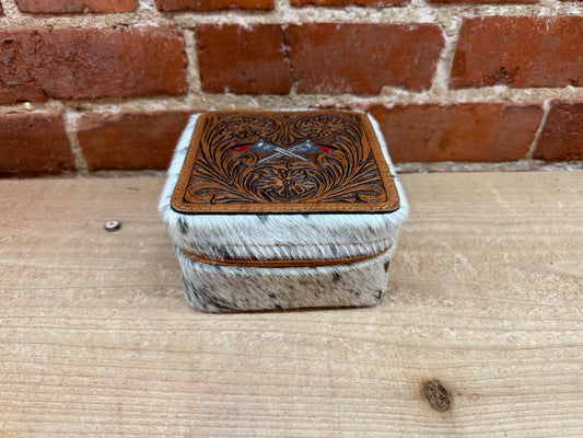 Pistols and Tooled Leather and Cowhide Jewelry Box
