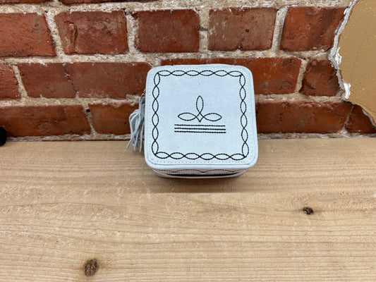 Suede Leather Boot Stitch Jewelry Box