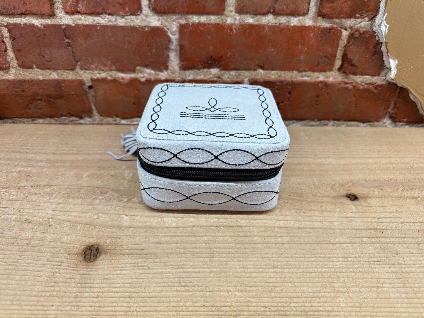 Suede Leather Boot Stitch Jewelry Box
