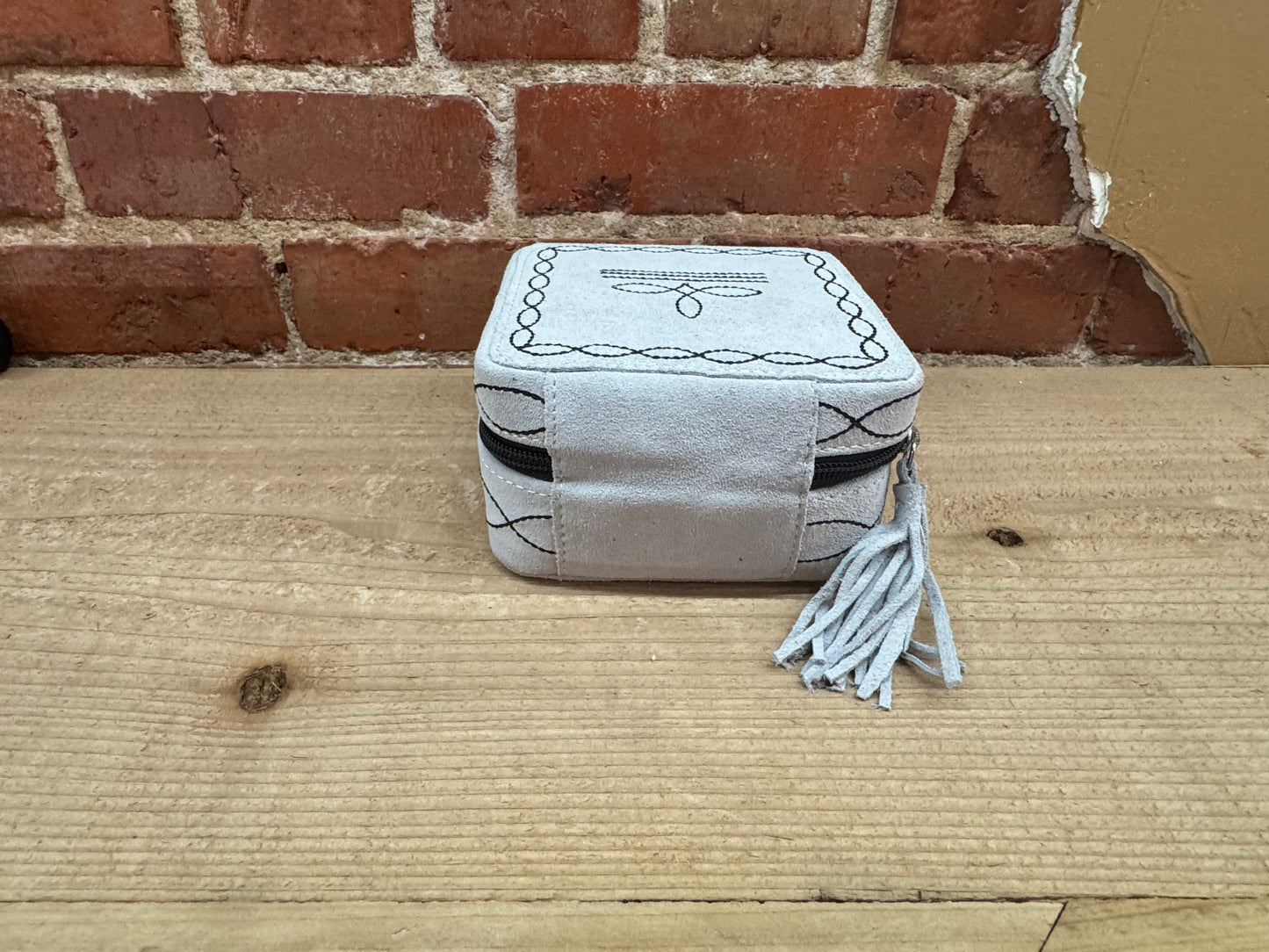 Suede Leather Boot Stitch Jewelry Box