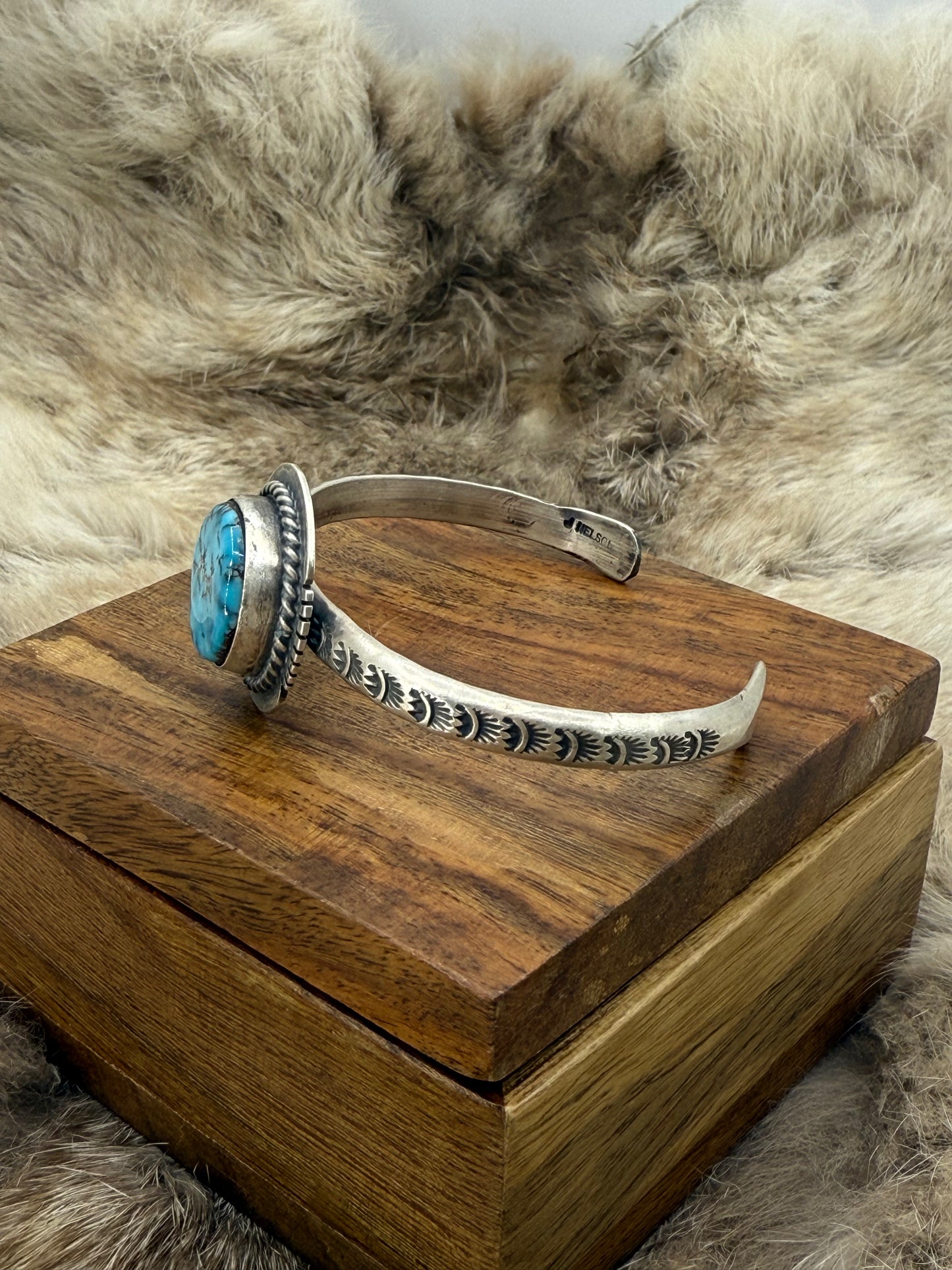 5.5"-6" Kingman Turquoise Bracelet by John Nelson, Navajo