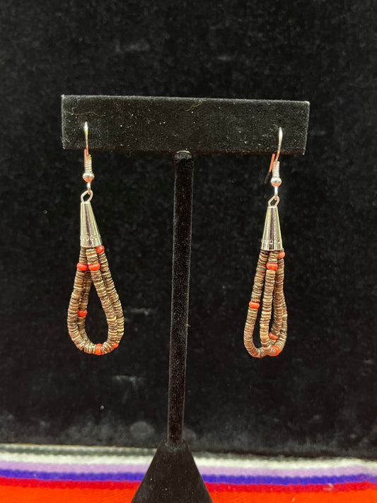 Brown and Coral Pearl Earrings
