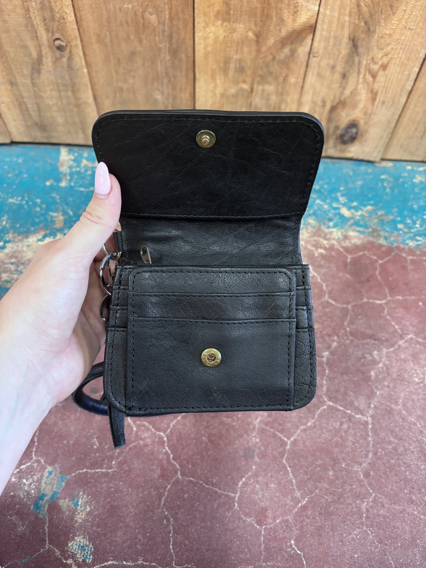 Black And White Checkered Key Ring Leather Wallet