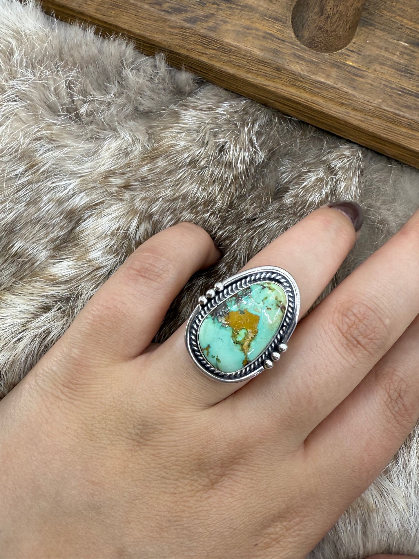 7.0 Sonoran Gold Turquoise Teardrop Ring