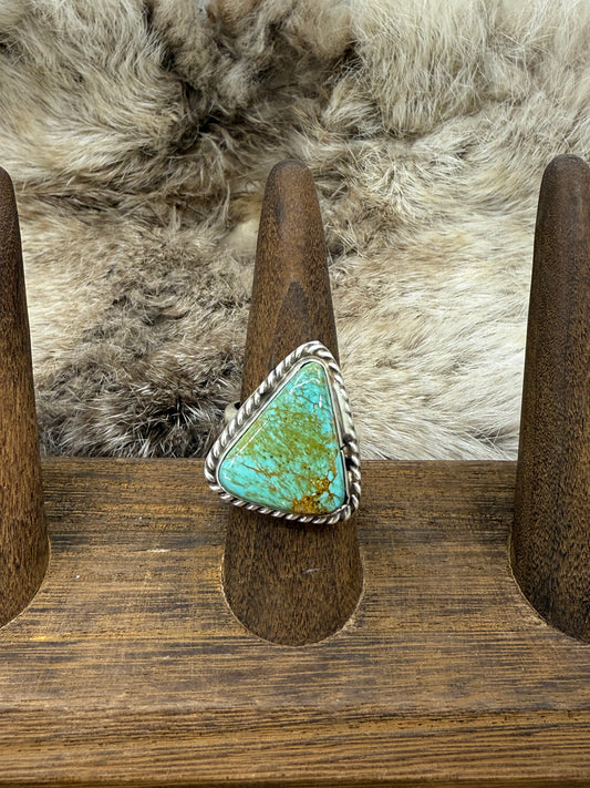 #8 Turquoise Adjustable Ring 6.0-11.0 By LC, Navajo