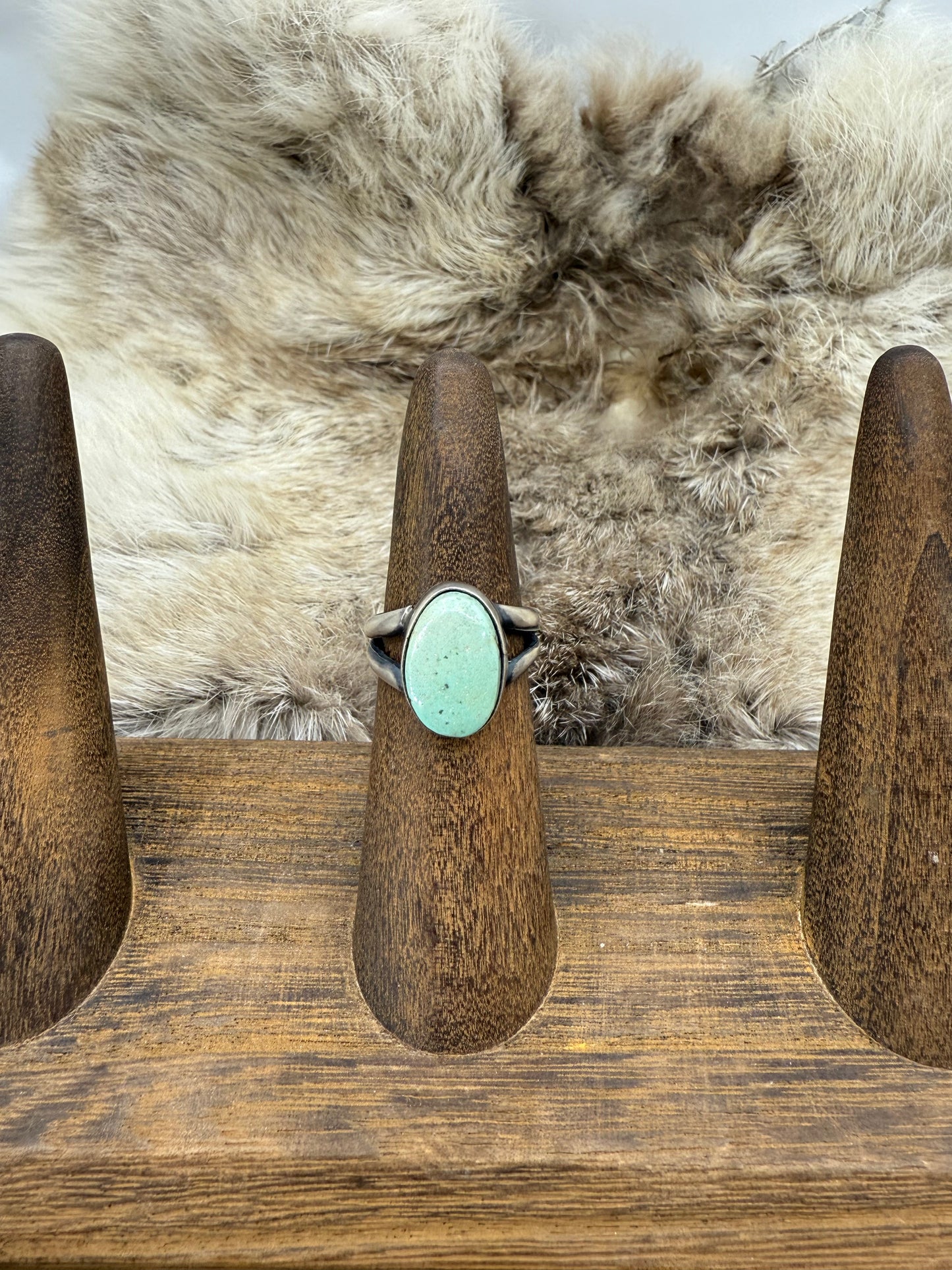 4.5 Oval Turquoise Ring by Donovan Skeet, Navajo