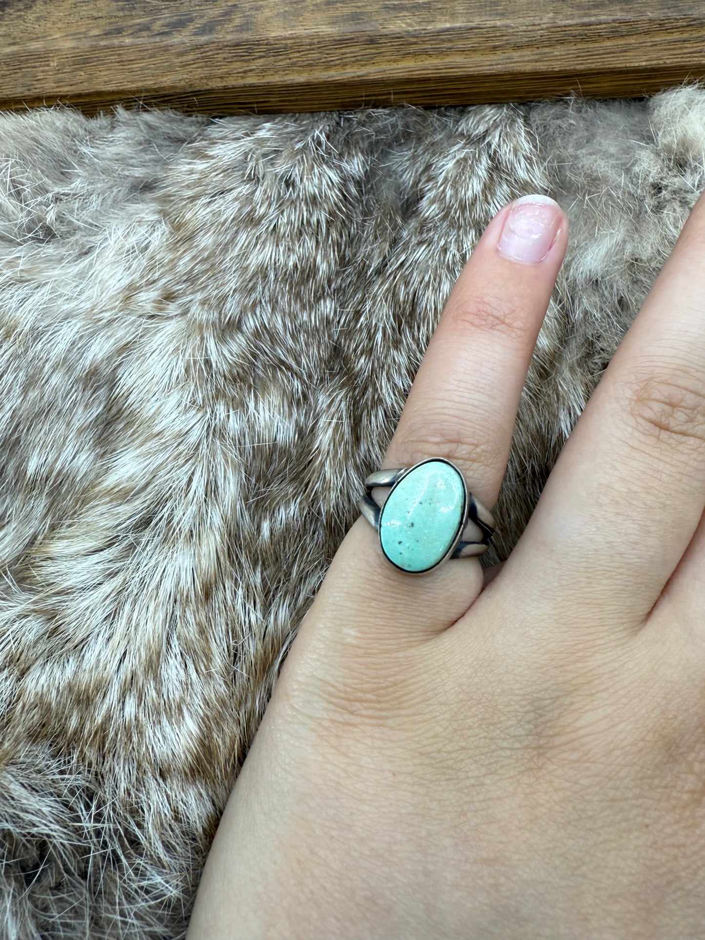 4.5 Oval Turquoise Ring by Donovan Skeet, Navajo