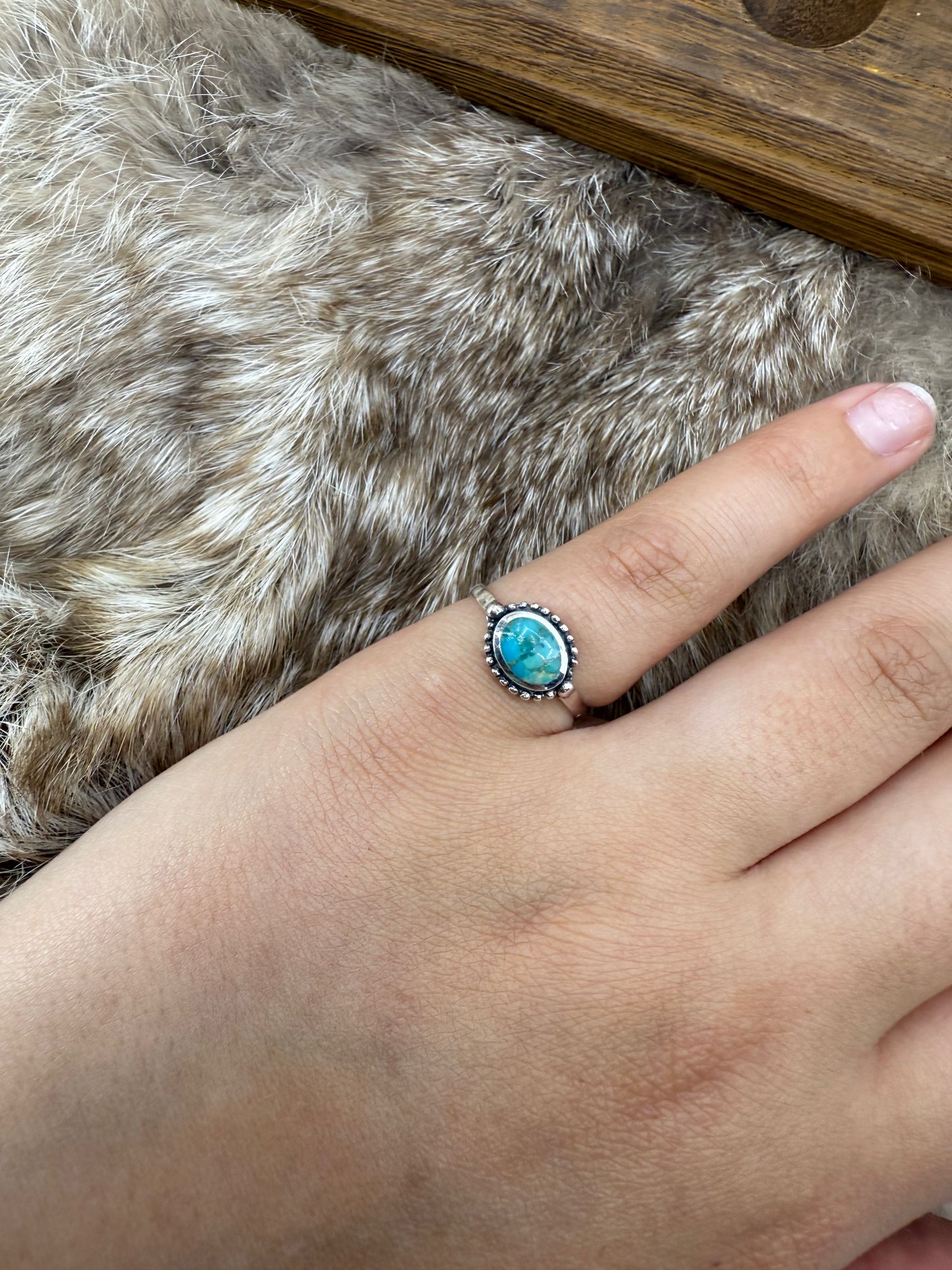 7.0 Single Stone Dainty Turquoise Ring