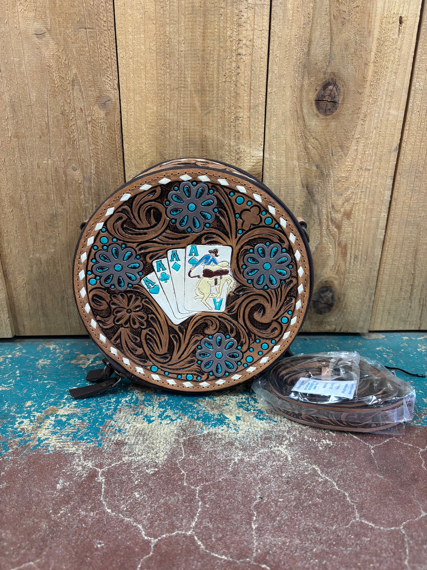 Suit Of Aces Tooled Leather Canteen Purse