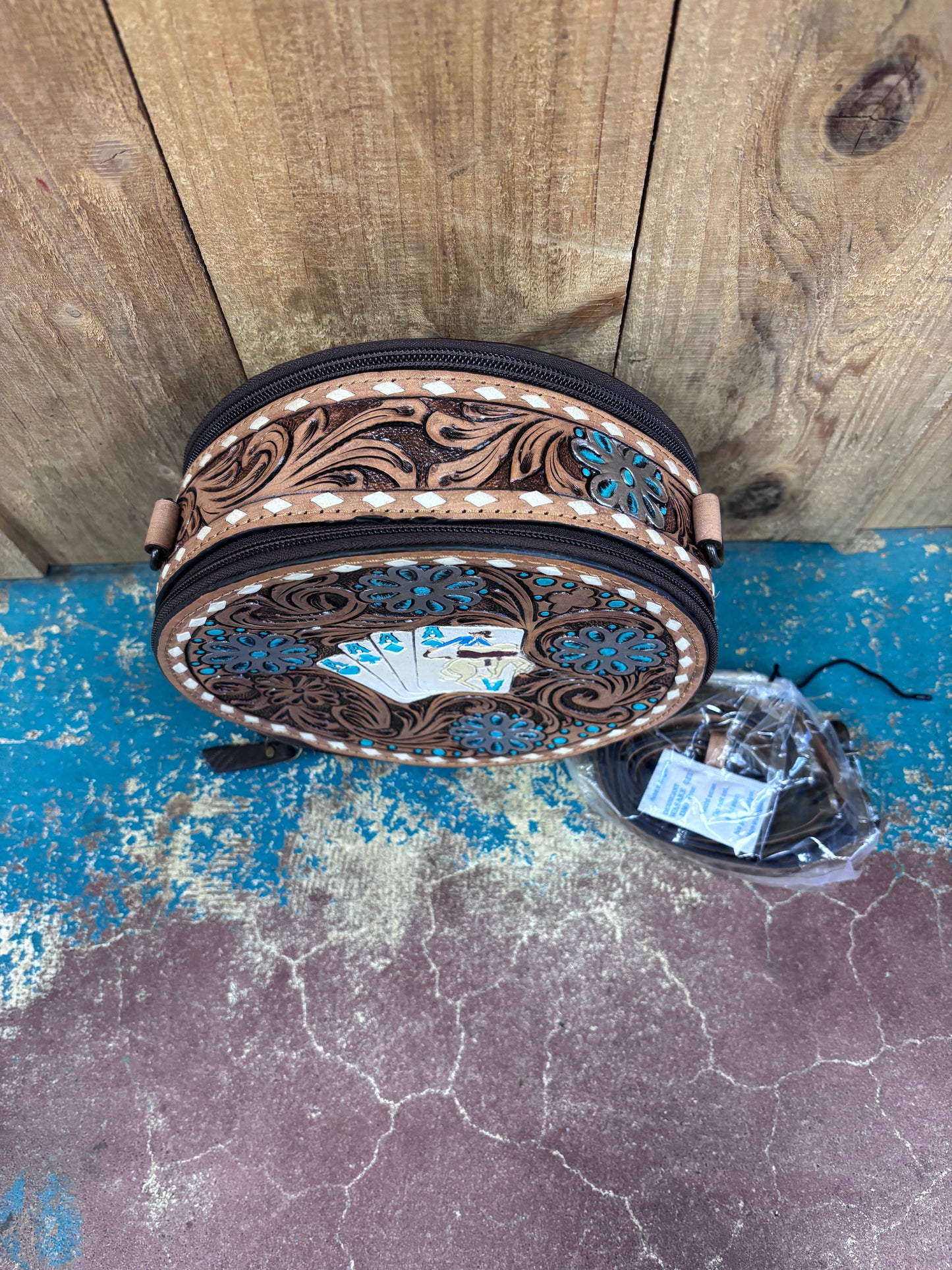 Suit Of Aces Tooled Leather Canteen Purse