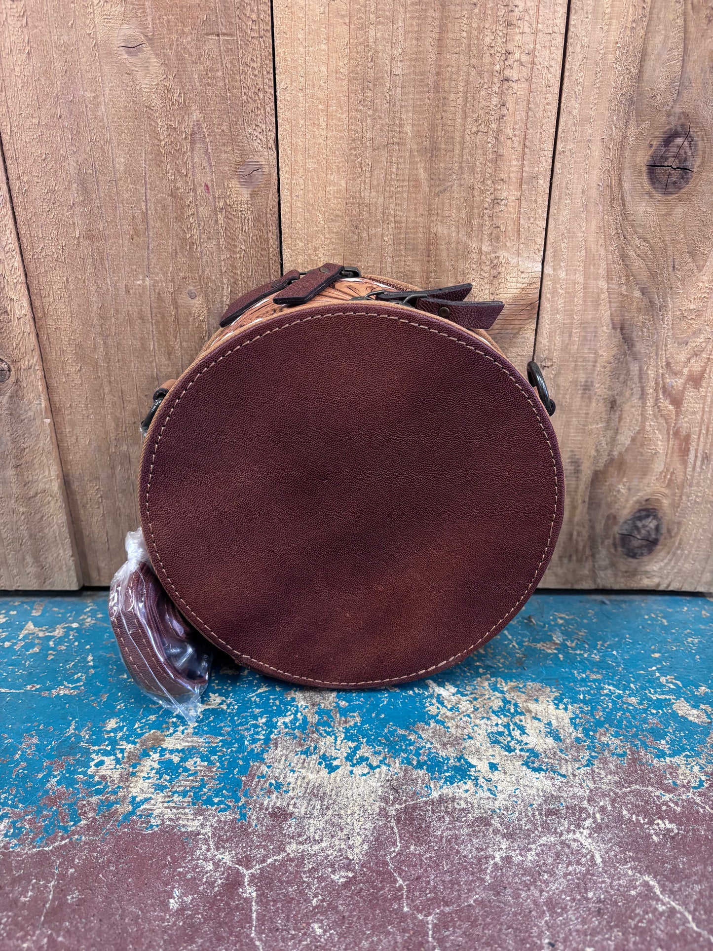 Suede Boot Stitched Leather Canteen Purse