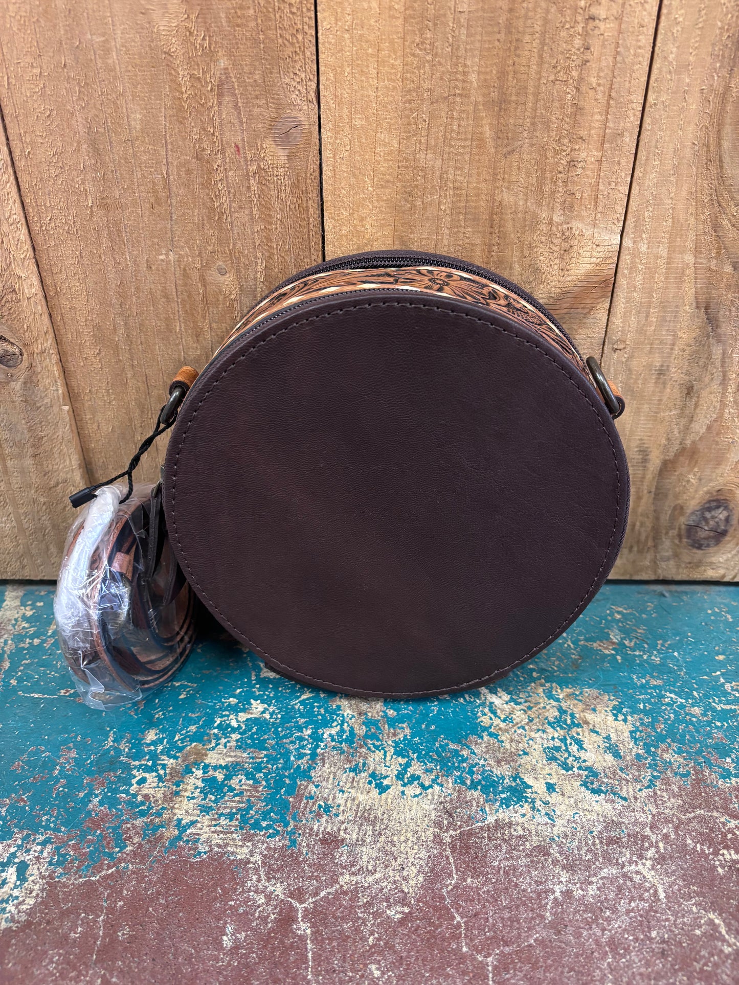 Longhorn Tooled Leather Canteen Purse