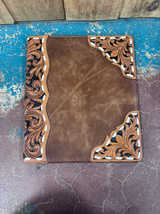 Brown Leather Tooled Portfolio