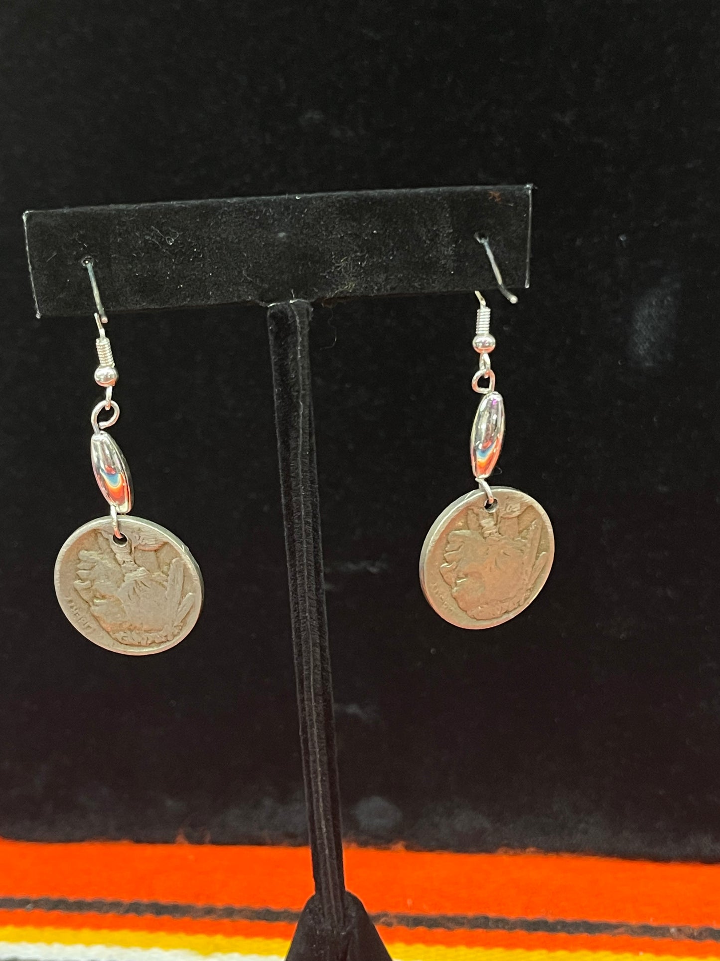 Buffalo Coin Dangling Earrings