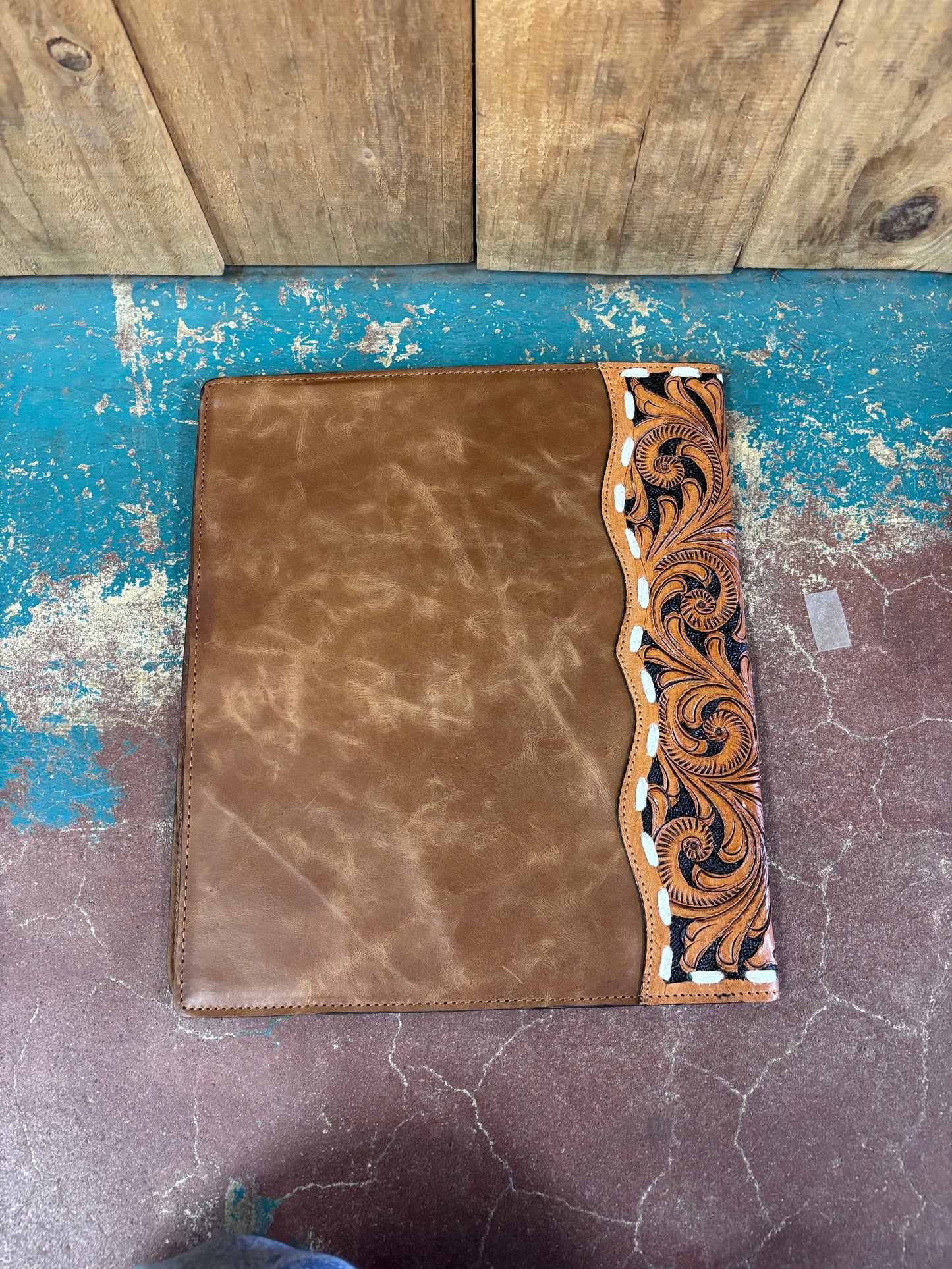 Brown Leather Tooled Portfolio
