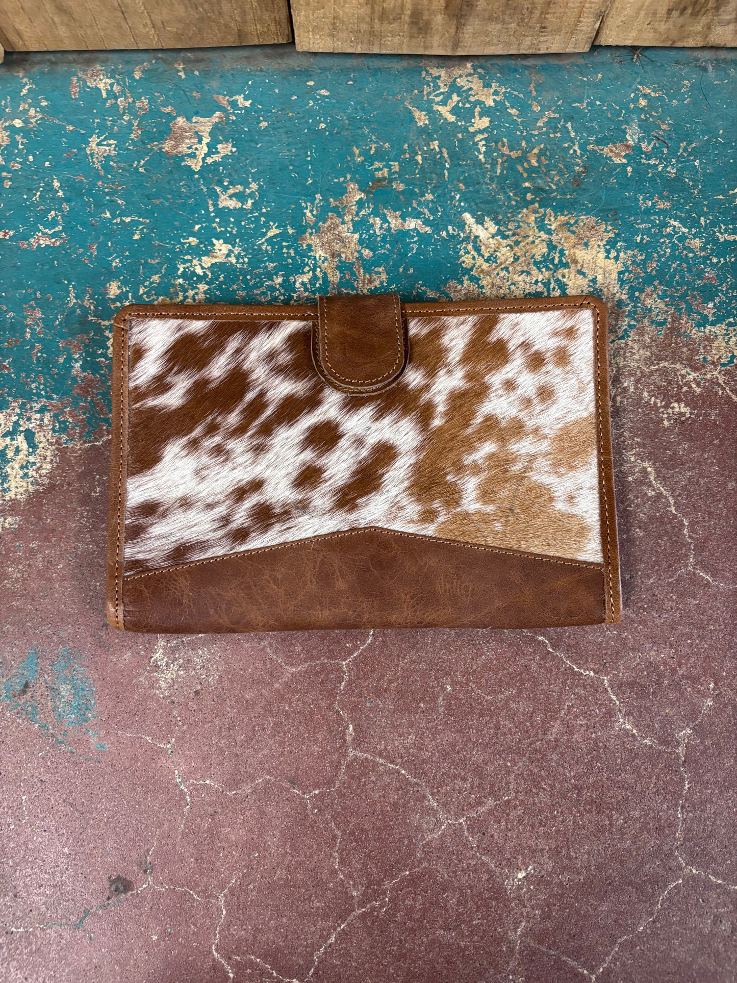 Brown And White Cowhide Leather Wallet
