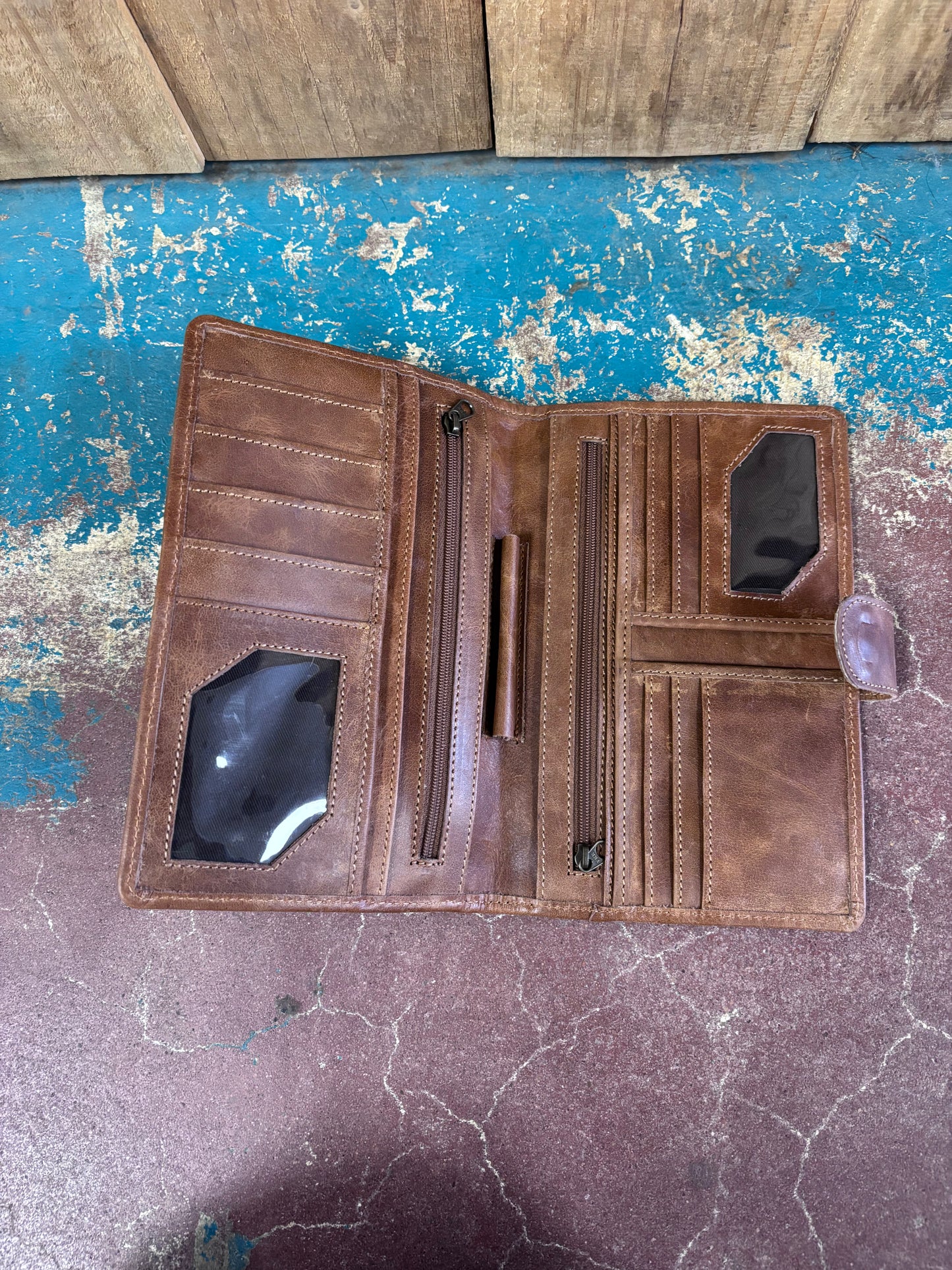 Brown And White Cowhide Leather Wallet