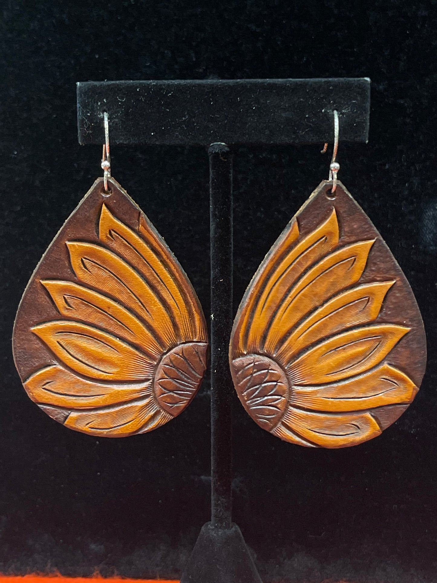 Daisy Flower Leather Earrings