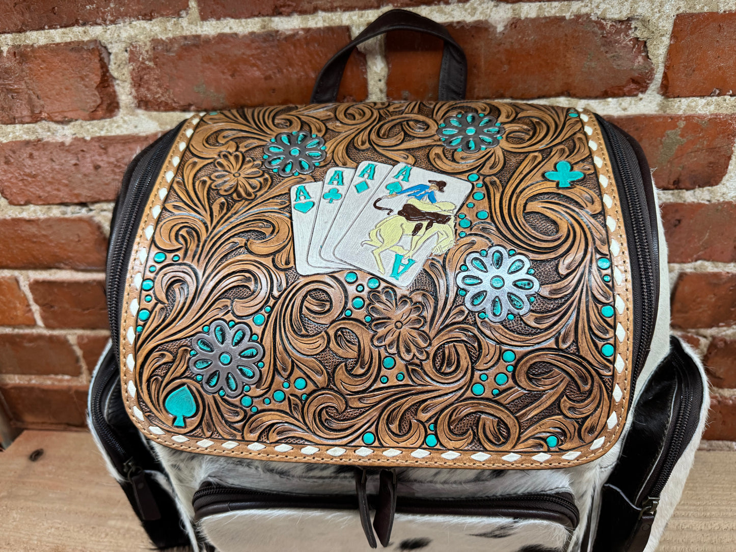 Suit of Aces Leather and Cow Hide Backpack