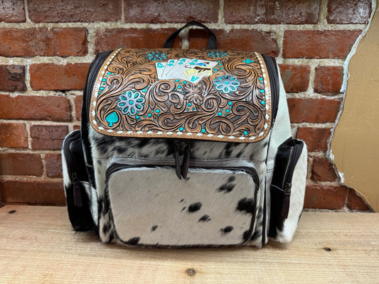 Suit of Aces Leather and Cow Hide Backpack
