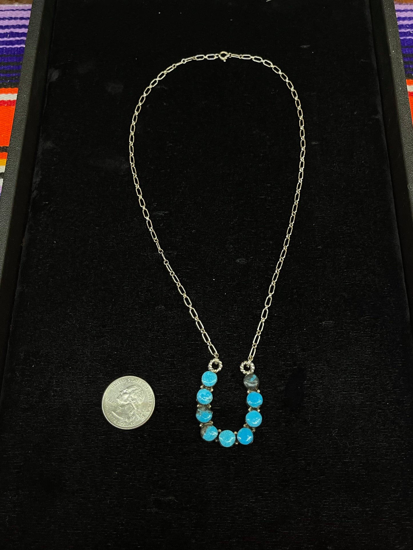 Horseshoe Necklace with Turquoise Stones