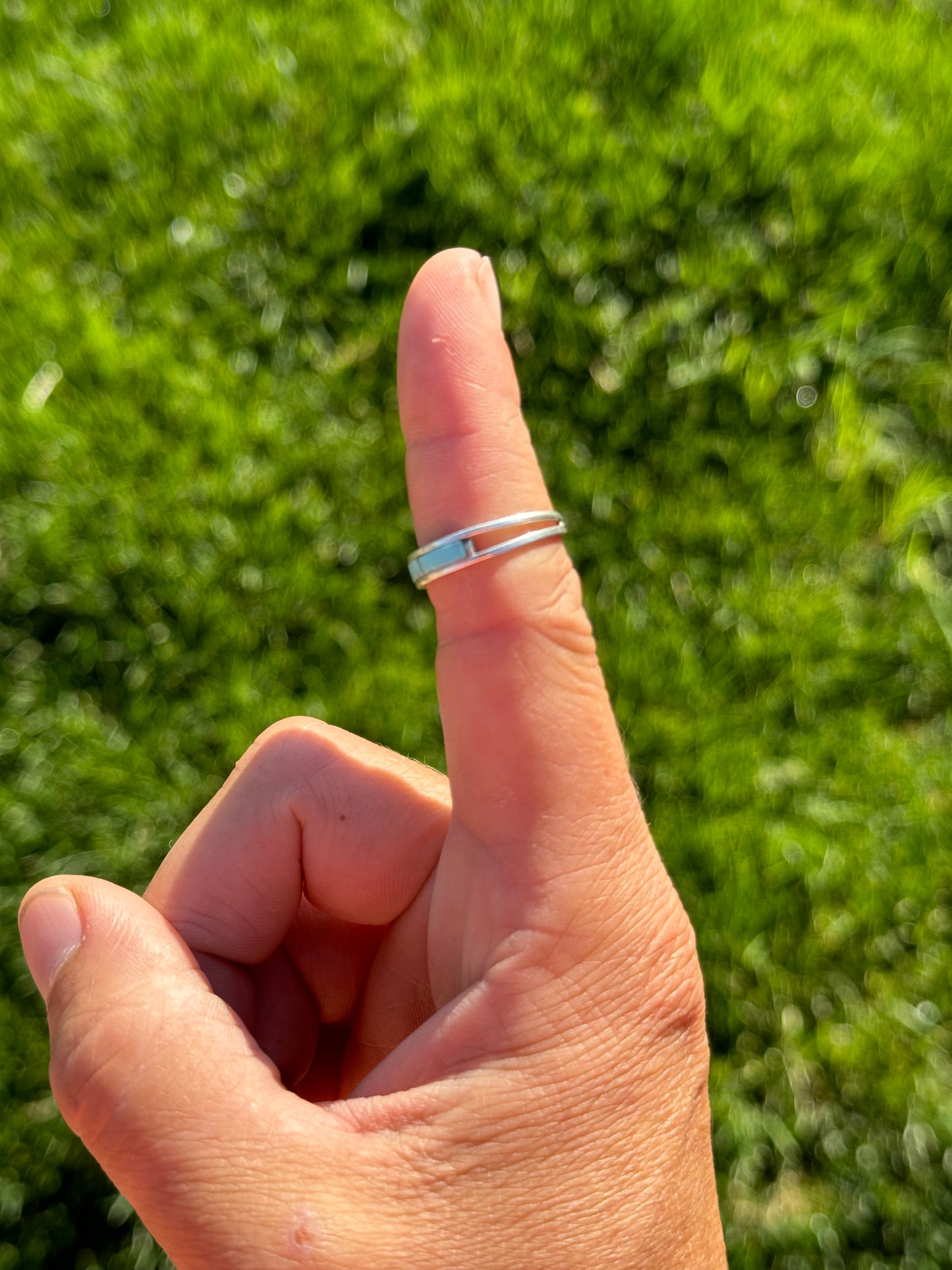 Blue Kingman Turquoise Inlaid Band Ring, Navajo (Choose your size)