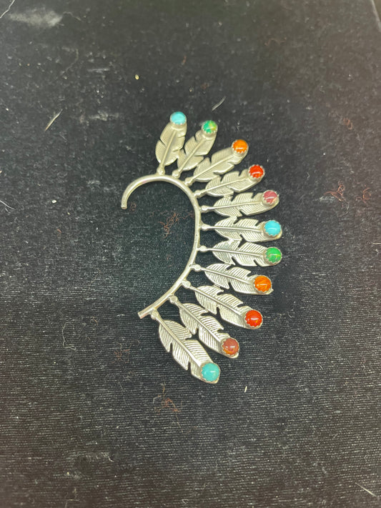 Left Ear Feather Native Head Dress Earring Cuff