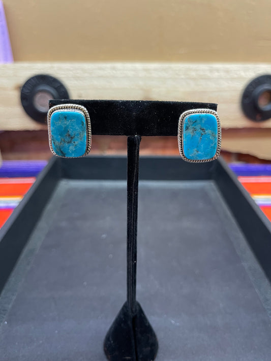 Rectangle Kingman Turquoise Earrings