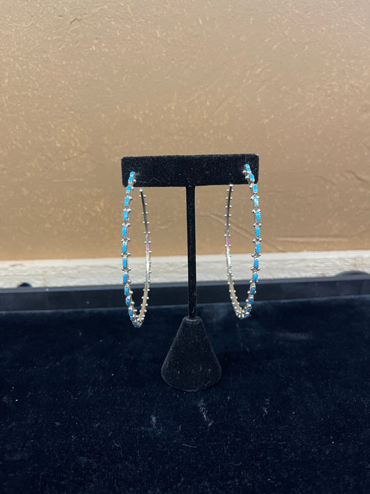 Zuni Turquoise Hoop Earrings