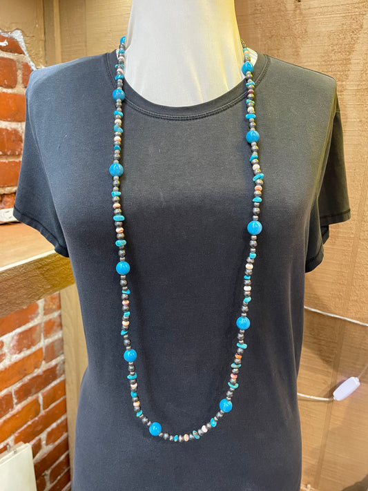 Navajo Pearls and Spiny and Turquoise Necklace