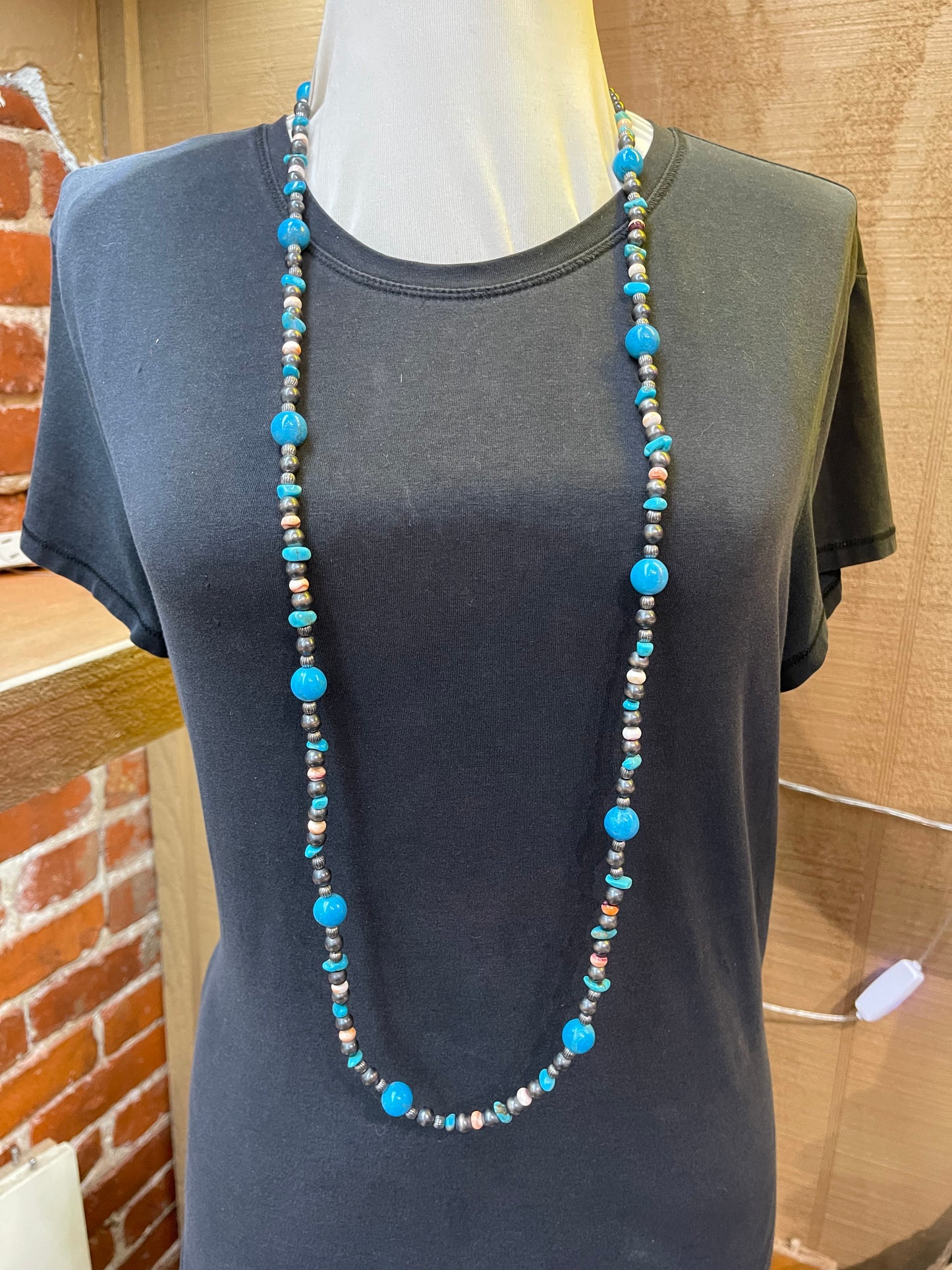 Navajo Pearls and Spiny and Turquoise Necklace