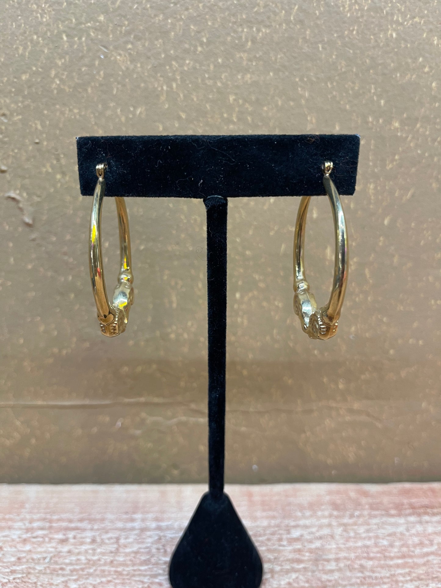 14k Solid Gold Hoop Earrings with Ram Details