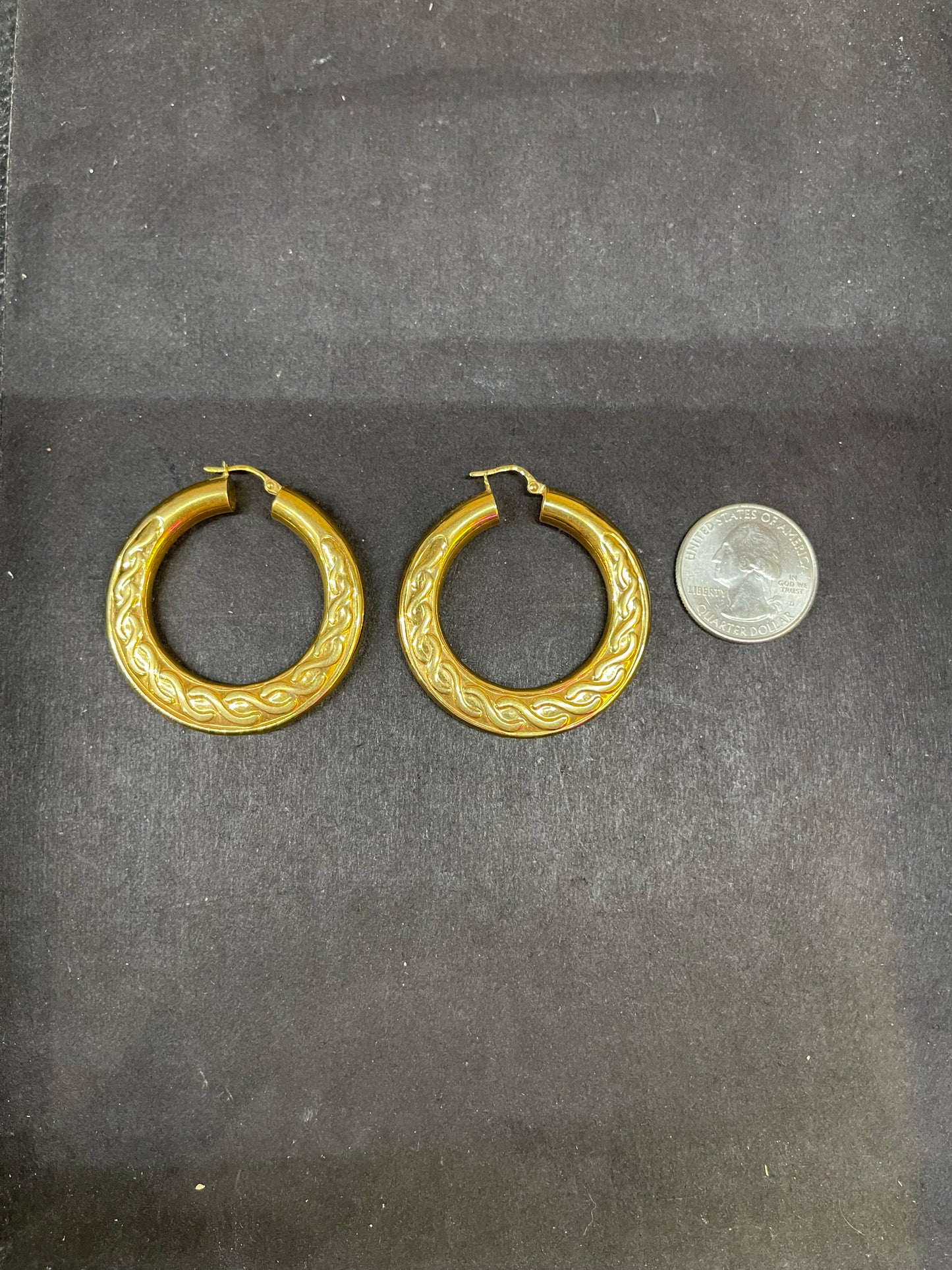 14k Solid Gold Rope Braid Pattern Hoop Earrings