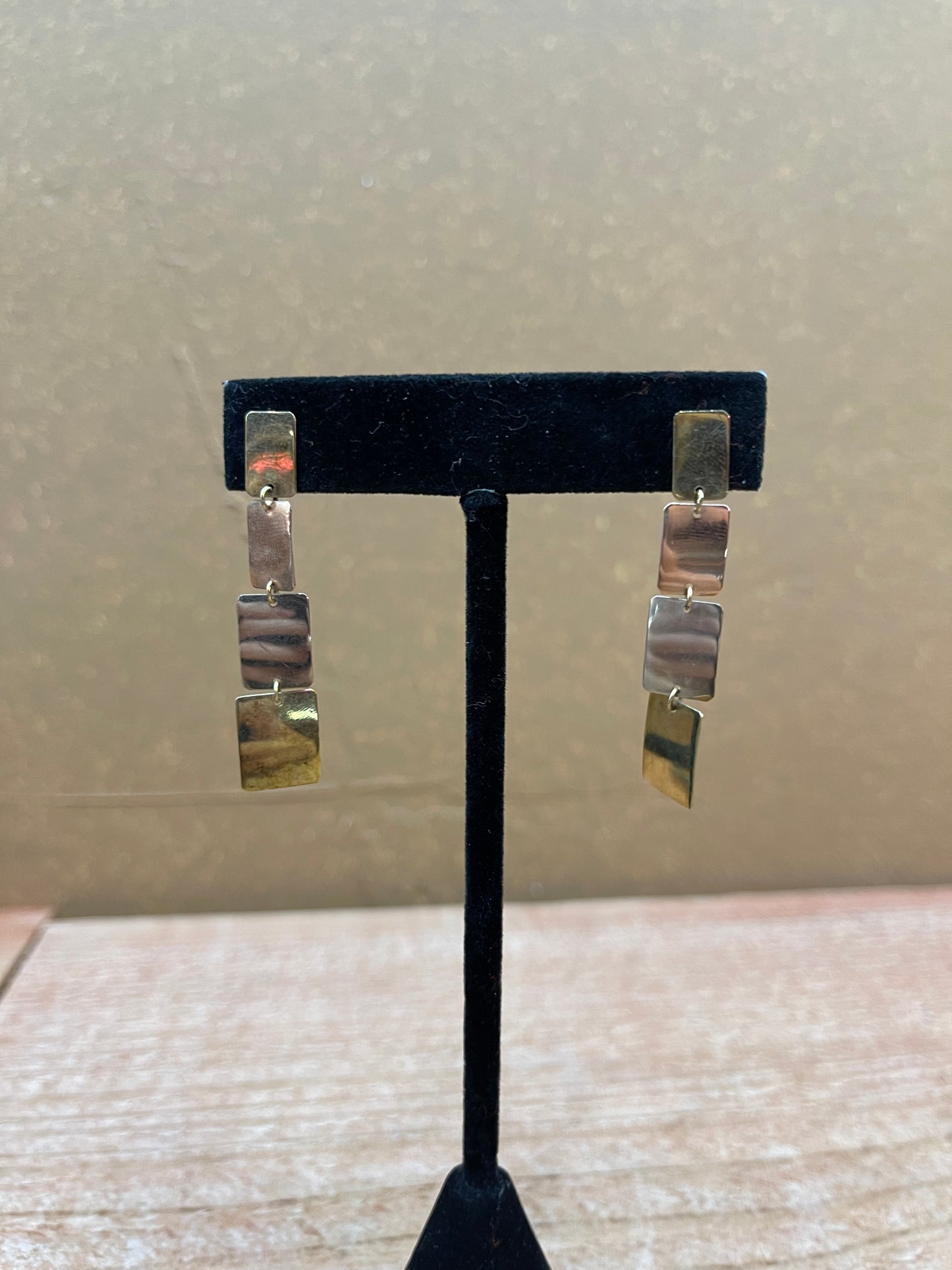 14k Solid Gold Square Linked Earrings