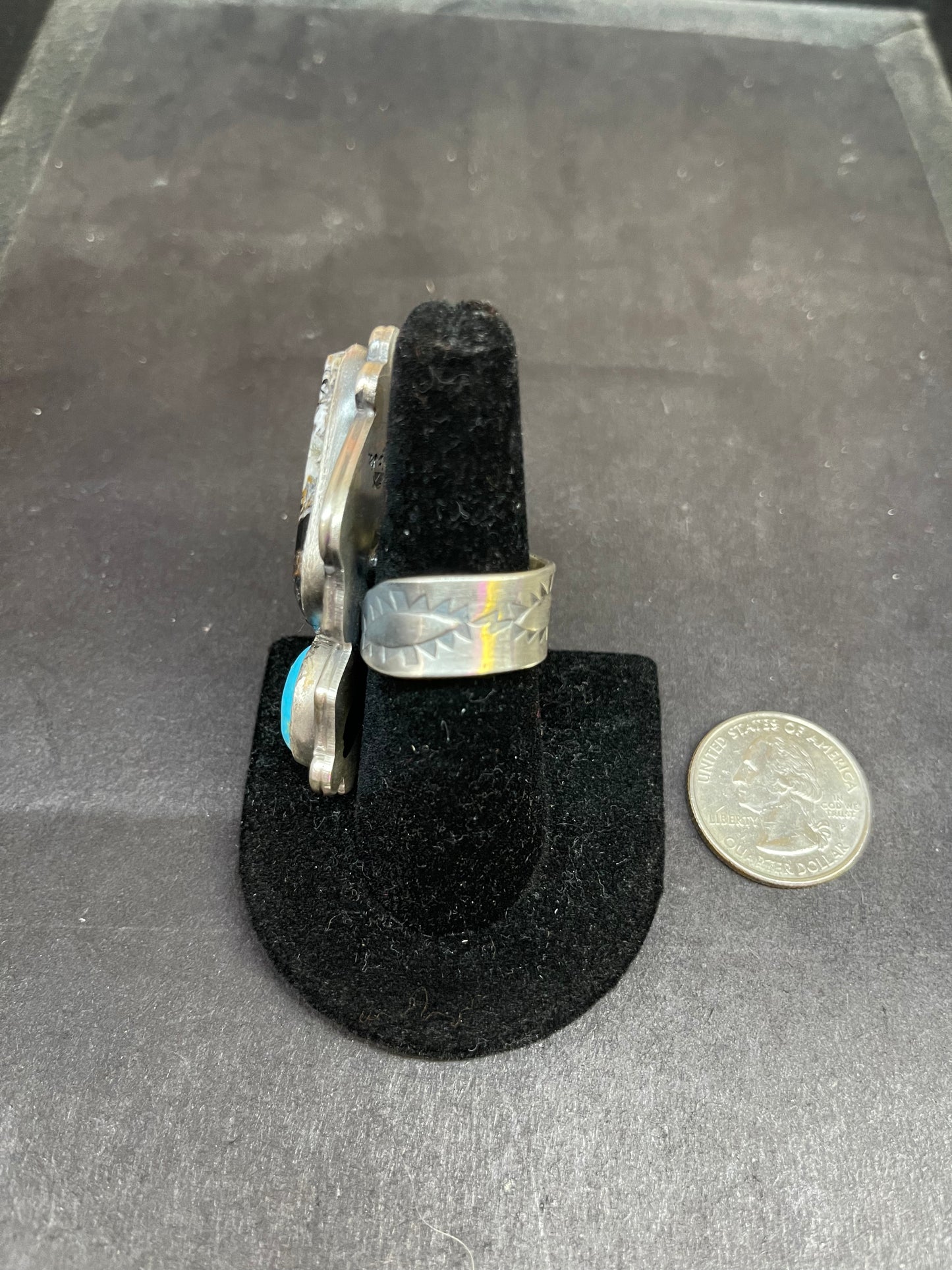 Larger Addition White Buffalo And Turquoise Ring