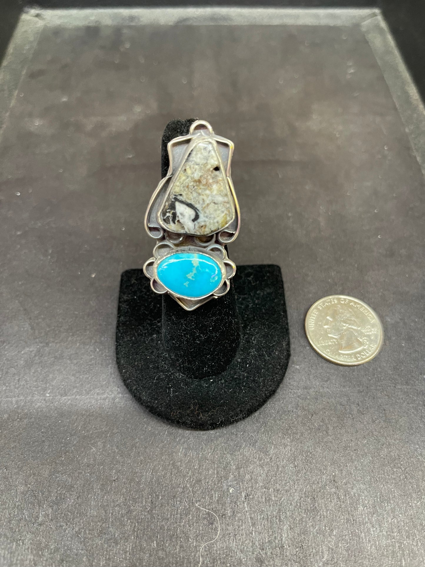 Smaller Addition White Buffalo and Turquoise Ring