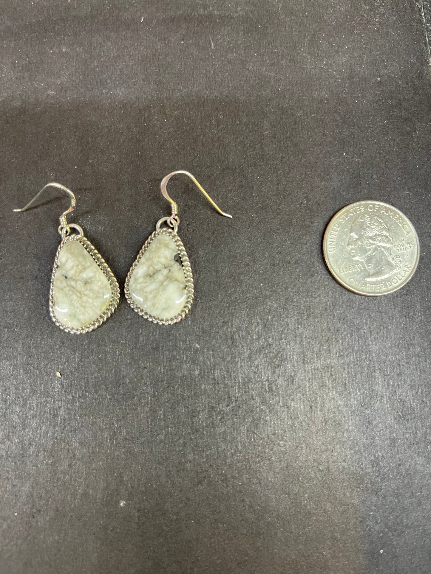 White Buffalo Teardrop Shaped Earrings